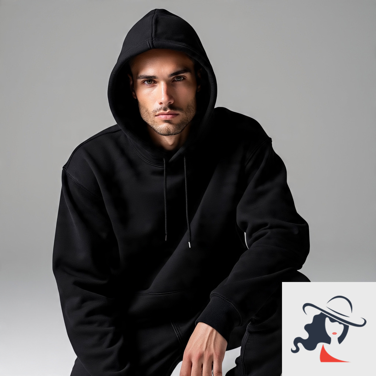 black_boxy_hoodie_on_male_model_modern (1) Timeless Boxy Hoodie - Image 1